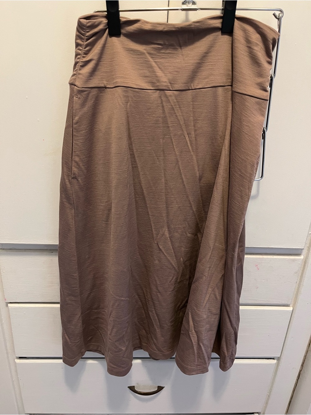 Wool& Helena Midi A-Line Skirt Size S in Ash Brown (light tan) Merino W/ Pockets